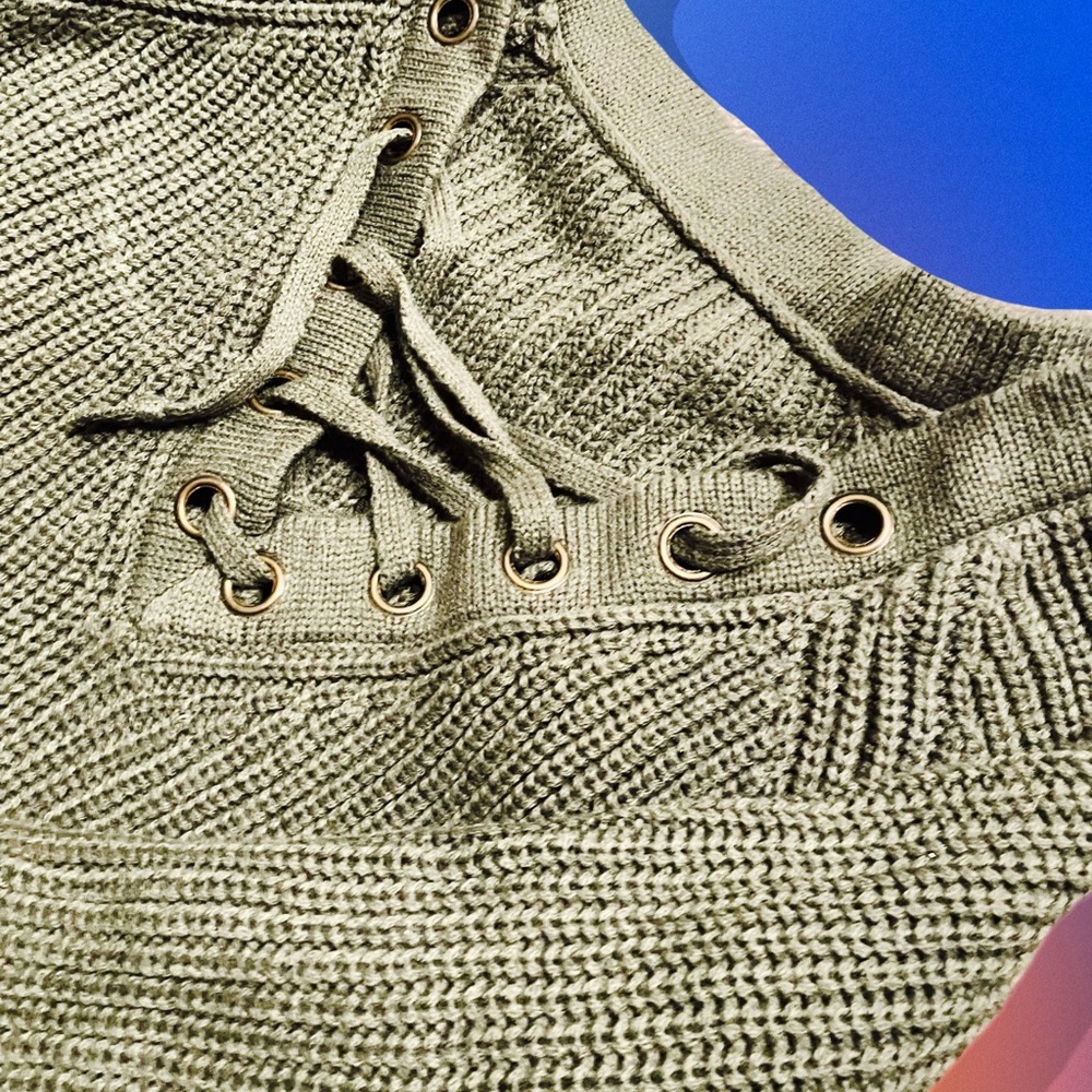 Olive Lace Up Sweater